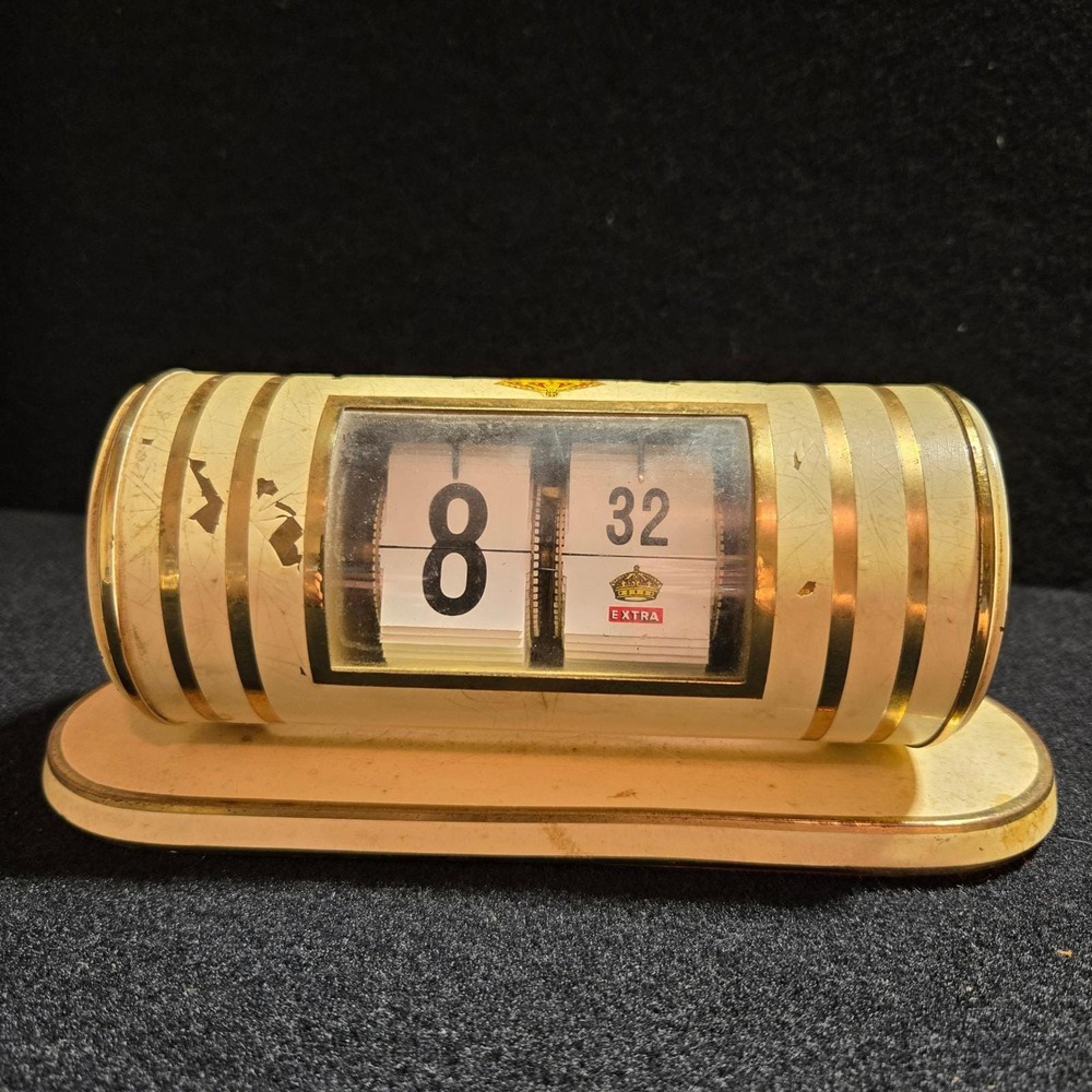Vintage Working Corona Beer Flip Clock J Mergenhagen West Germany 8 Day 7 Jewels